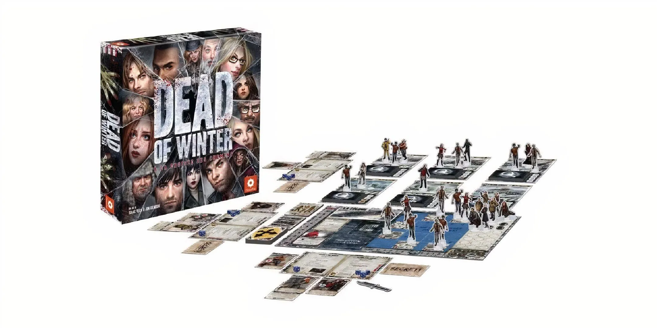 Bảng và các quân cờ game Dead of Winter, minh họa tình huống bị cắt ngang khi đang giải thích luật chơi board game.