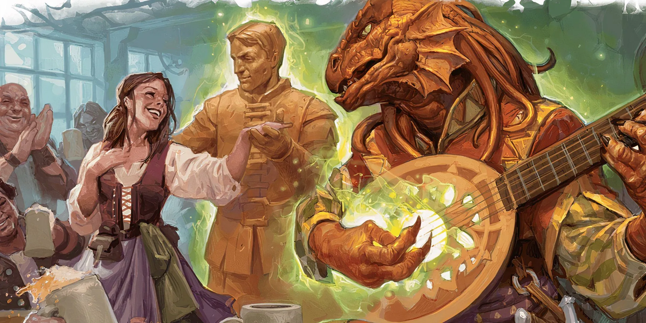 Bard Dragonborn sử dụng phép thuật trên một người chơi trong D&amp;D