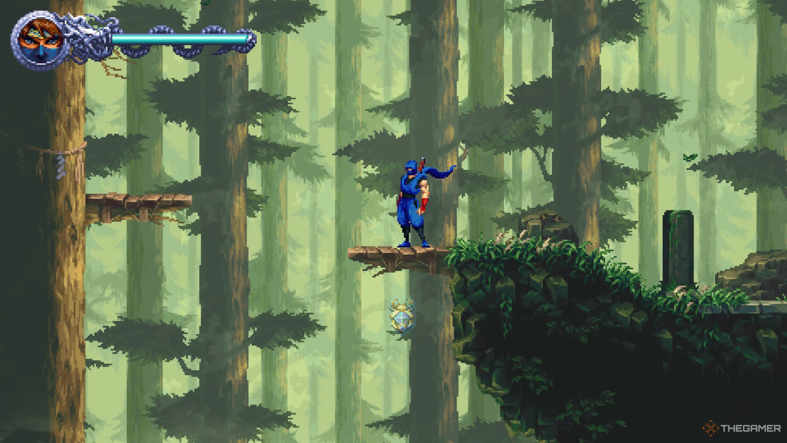 Bọ Hung Vàng (x3) ẩn dưới nền tảng đầu tiên trong rừng, màn 1-3 Ninja Gaiden Ragebound