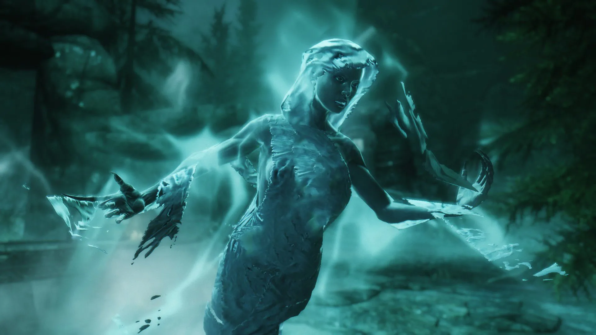 Bóng ma Pale Lady huyền bí đang ám Frostmere Crypt, chờ đợi Dragonborn khám phá bí mật trong nhiệm vụ &quot;The Pale Lady&quot;.