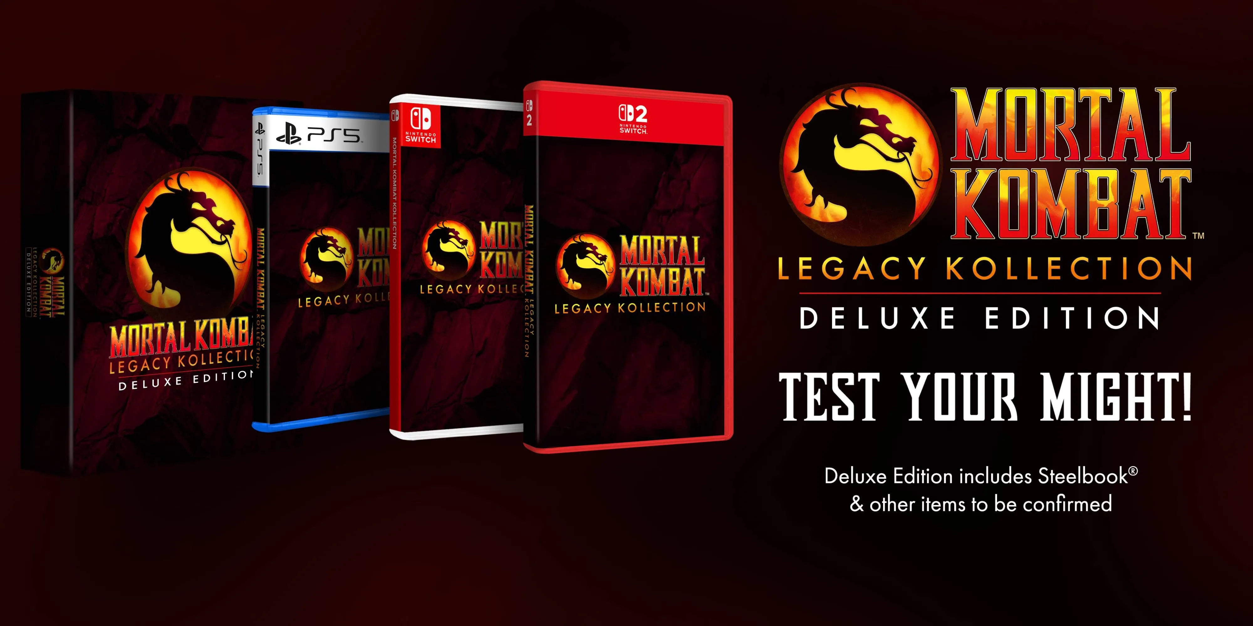 Các phiên bản vật lý Standard, Deluxe và Kollector's của Mortal Kombat: Legacy Kollection.