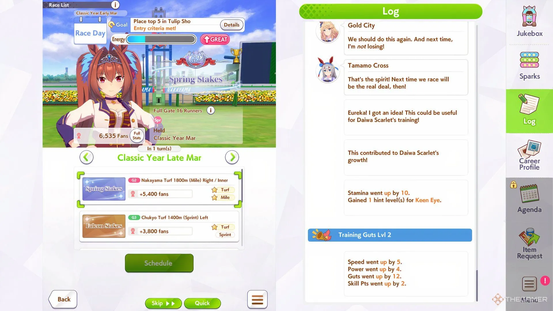 Cảnh đua kịch tính trong giải Spring Stakes của Umamusume trên Steam, thể hiện đồ họa sắc nét.