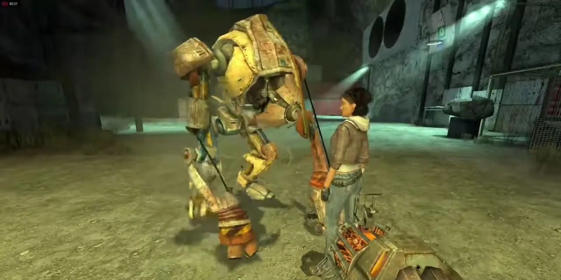 Chó robot Dog khổng lồ và Alyx Vance trong game Half-Life 2.