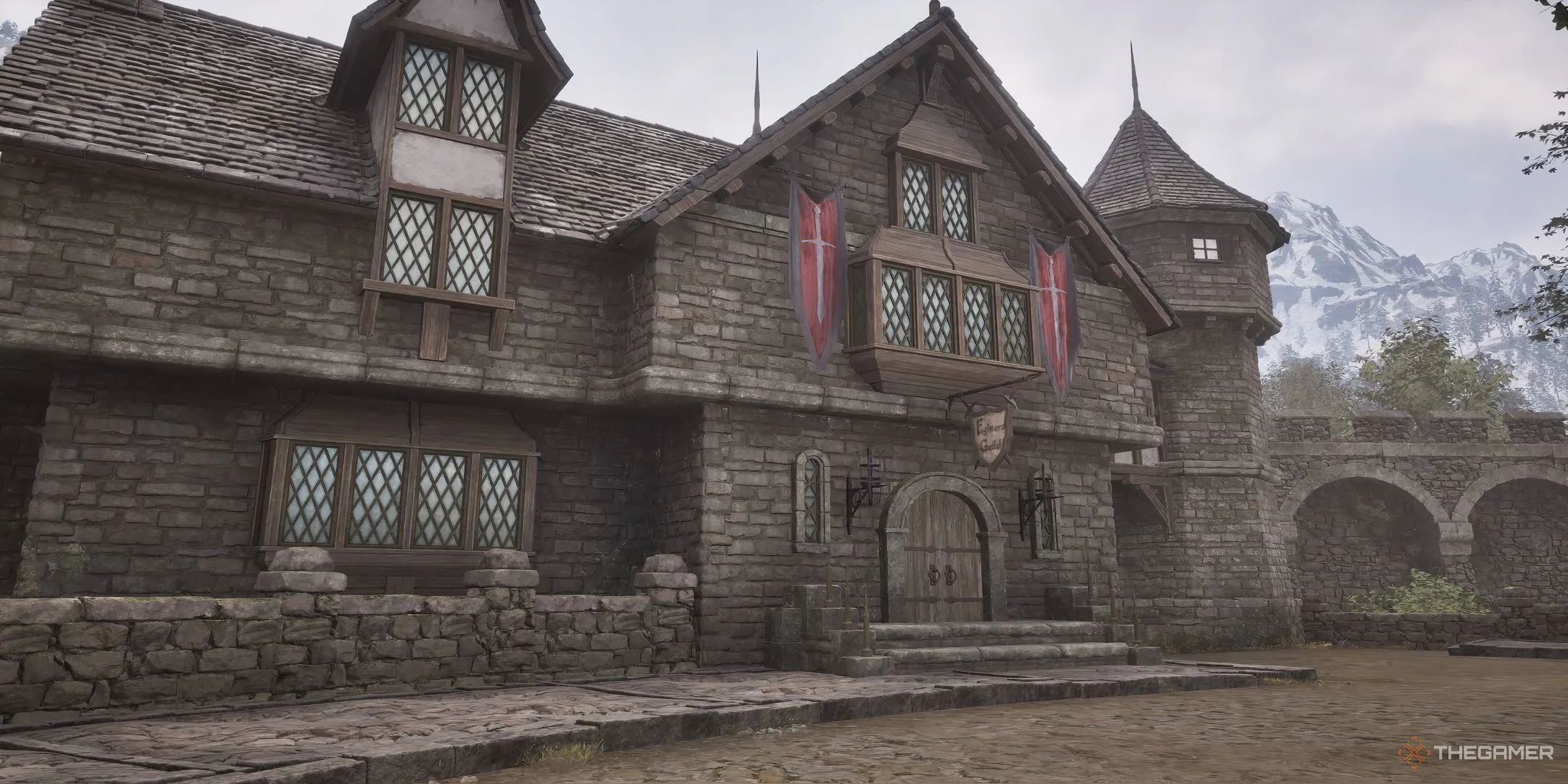Cổng Guild Hội Chiến Binh tại thành phố Chorrol yên bình trong The Elder Scrolls IV: Oblivion