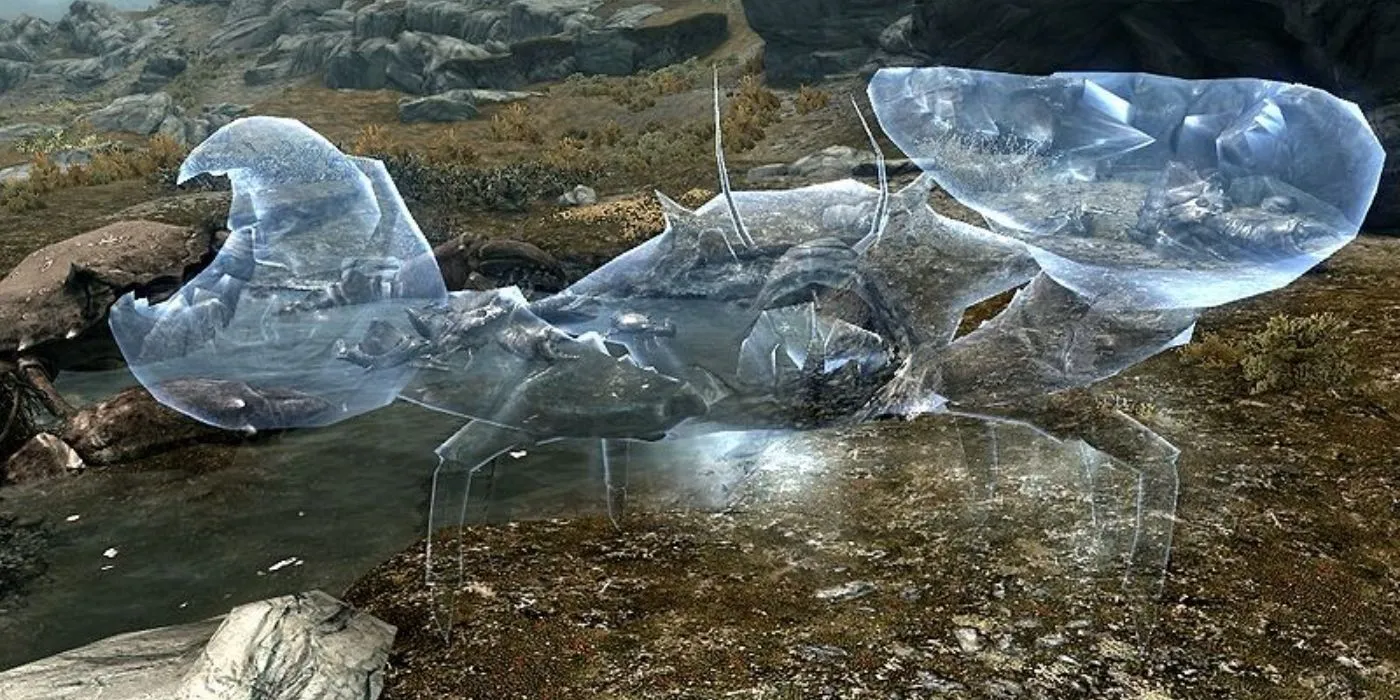 Đối đầu với Mudcrab hộ vệ, một trong những linh thú thiêng trong nhiệm vụ &quot;Kyne's Sacred Trials&quot; để nhận sức mạnh của Mara.