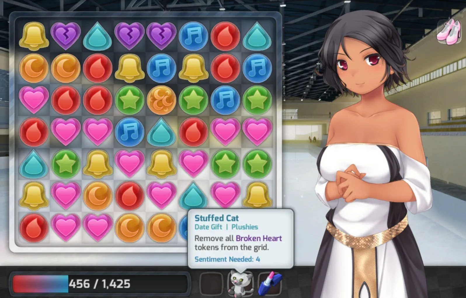 Giao diện gameplay của tựa game HuniePop, minh họa cho những trò chơi người lớn (NSFW) đang gây tranh cãi về chính sách phân phối trên Steam và Itch.io.