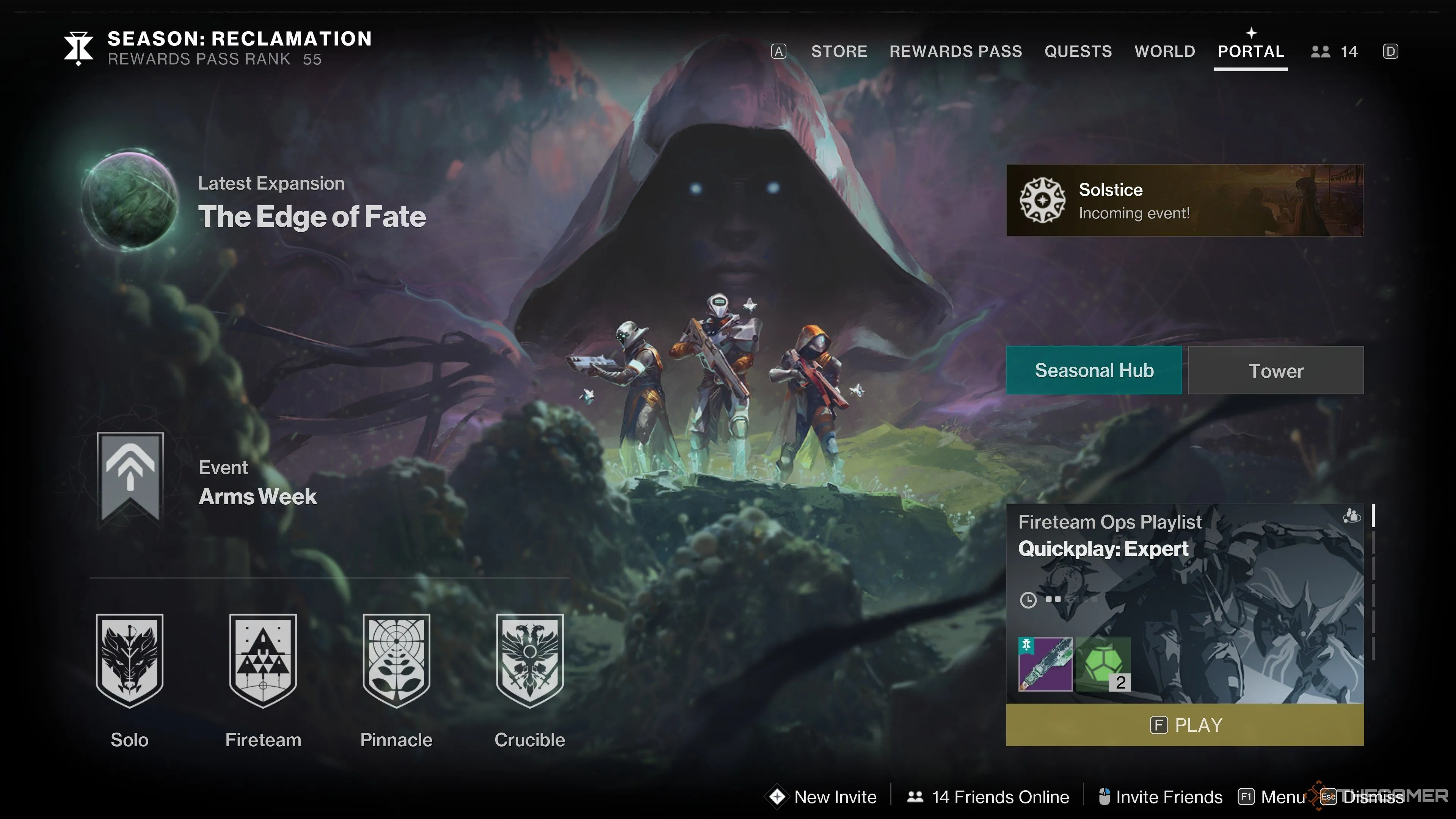 Giao diện menu Portal trong Destiny 2 hiển thị các hoạt động tăng cấp Power