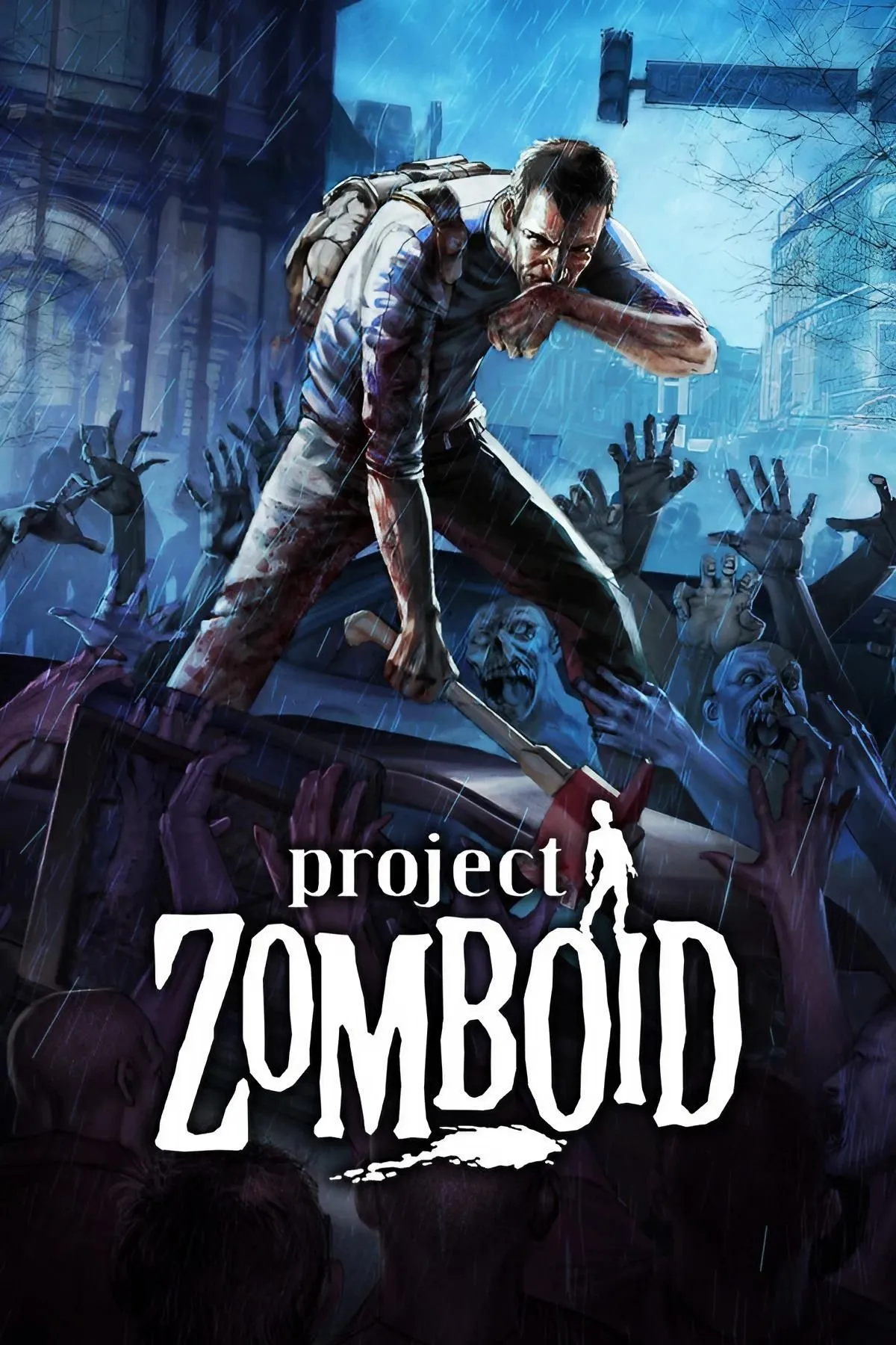 Giao diện nhân vật trong Project Zomboid với các chỉ số sức khỏe, tâm trạng và trang bị, thể hiện độ chi tiết của hệ thống game