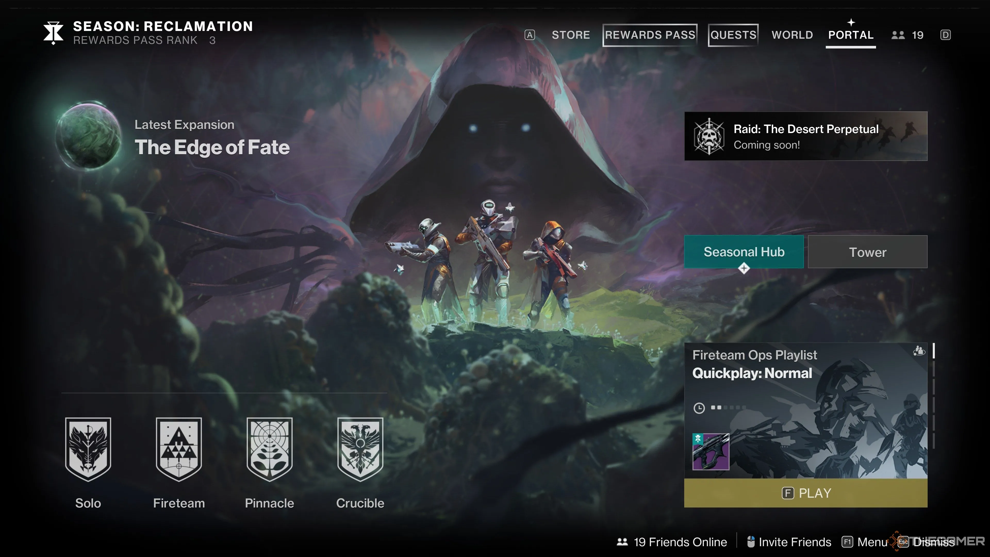 Giao diện Portal hoạt động trong Destiny 2, nơi farm Power theo mùa lên 450