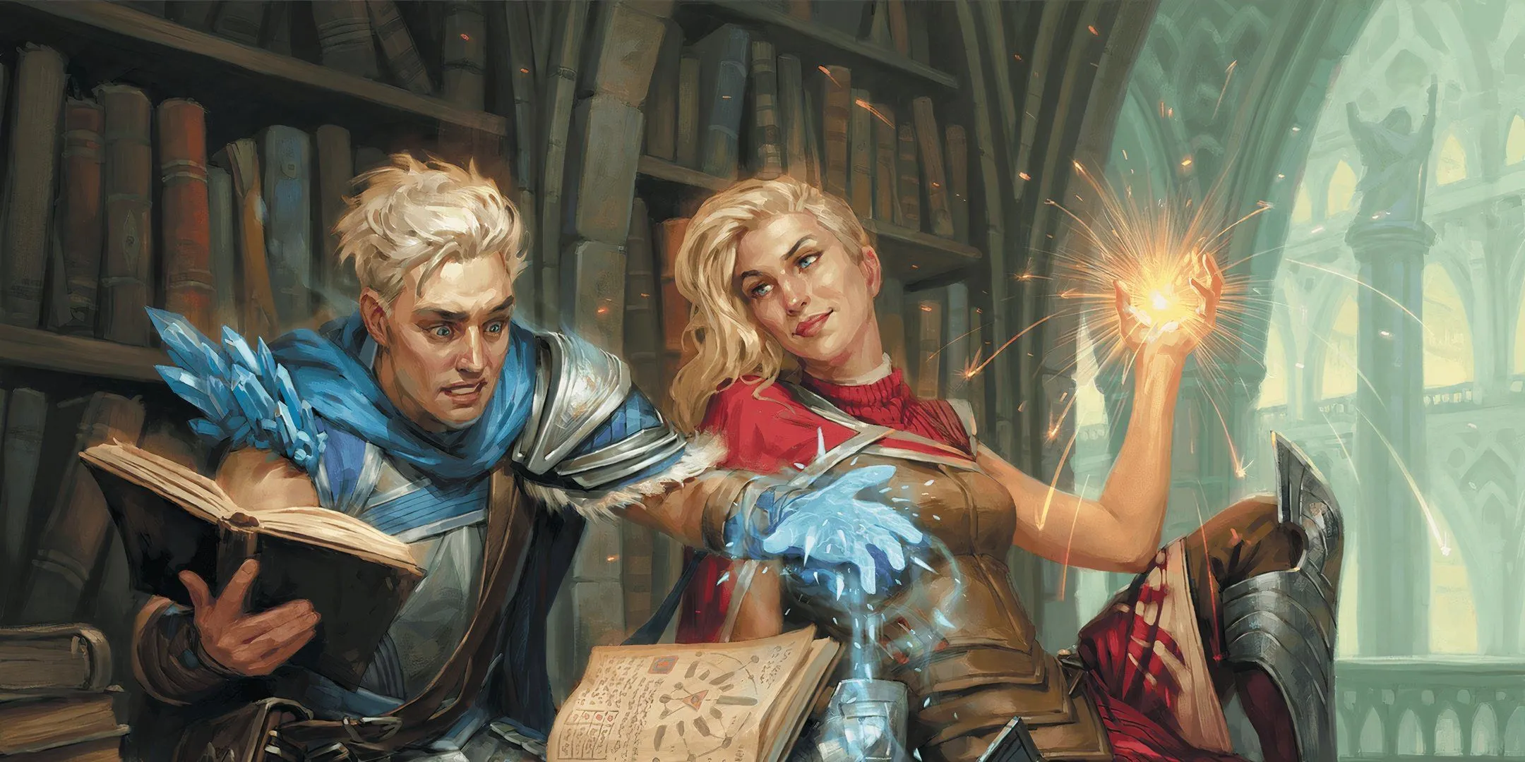 Hai sinh viên Strixhaven cùng học tập trong Dungeons &amp; Dragons, minh họa lợi ích của việc hợp tác khi tạo nhân vật.
