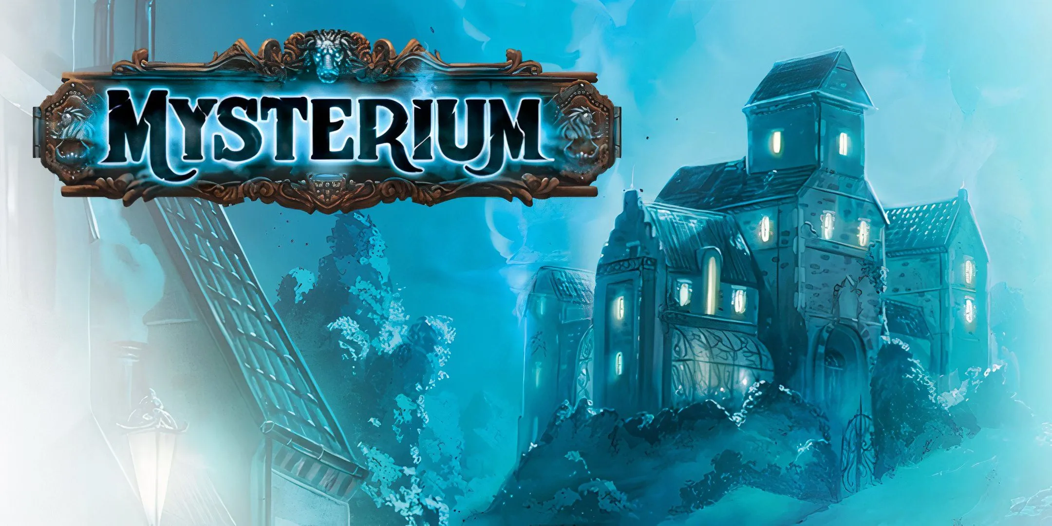 Hình ảnh game board Mysterium với các lá bài và vật phẩm bí ẩn, biểu tượng của game hợp tác.