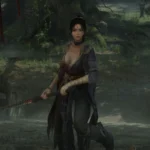 Hình ảnh gameplay Wuchang: Fallen Feathers với nhân vật chính Bạch Vô Thường và vũ khí Trường Kiếm roi