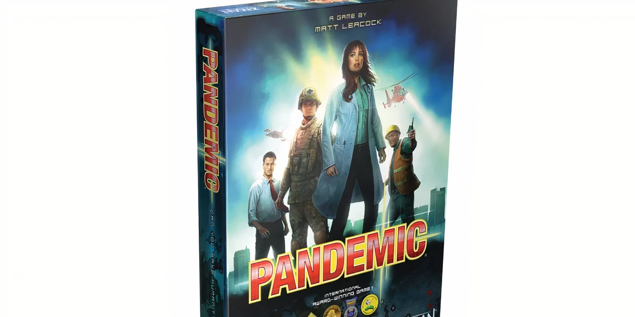 Hộp game Pandemic với hình ảnh bản đồ thế giới và các vùng dịch bệnh lan rộng, tượng trưng cho cuộc chiến chống virus.