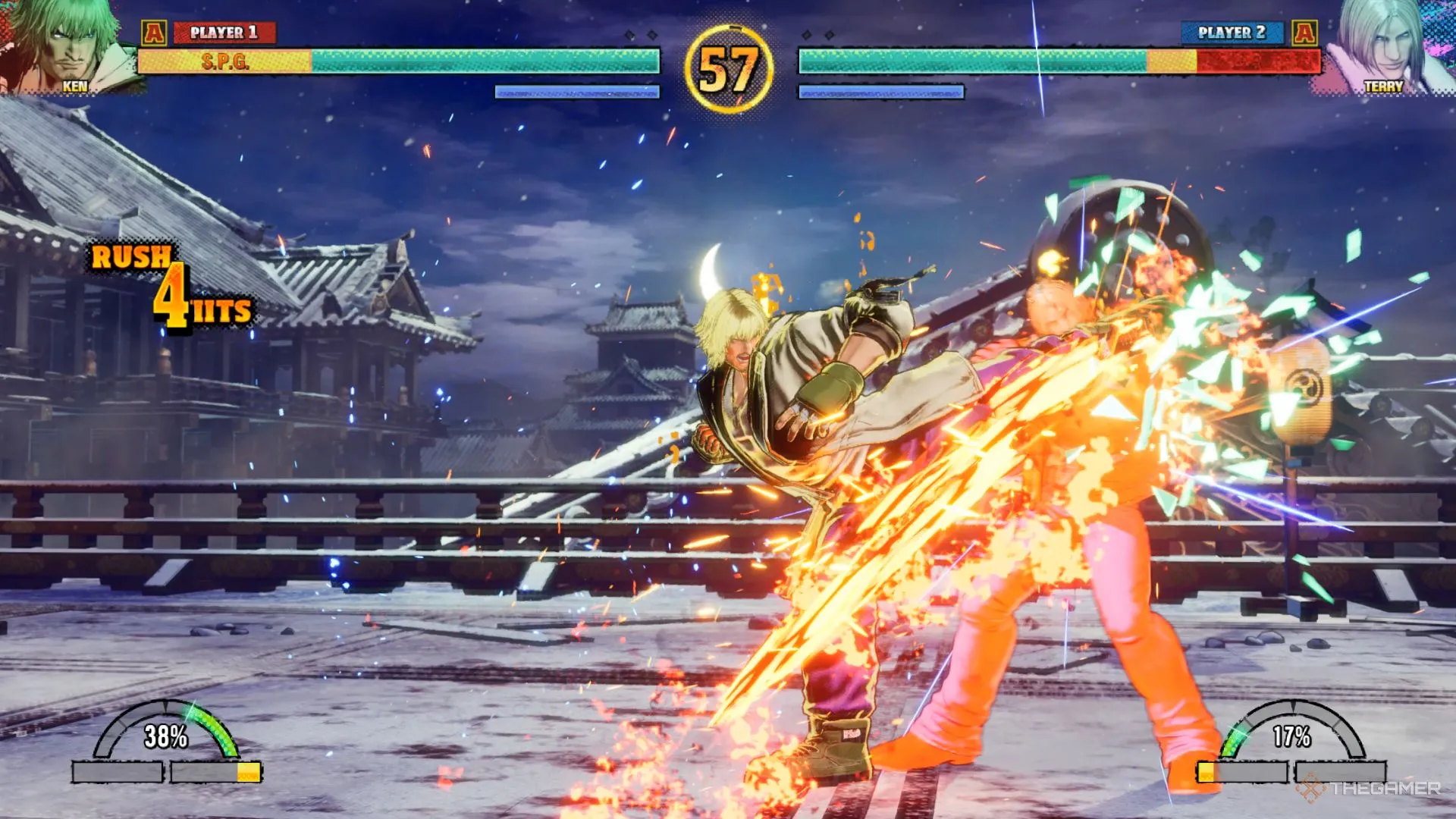 Ken biểu diễn đòn Jinrai Kick kinh điển trong Fatal Fury