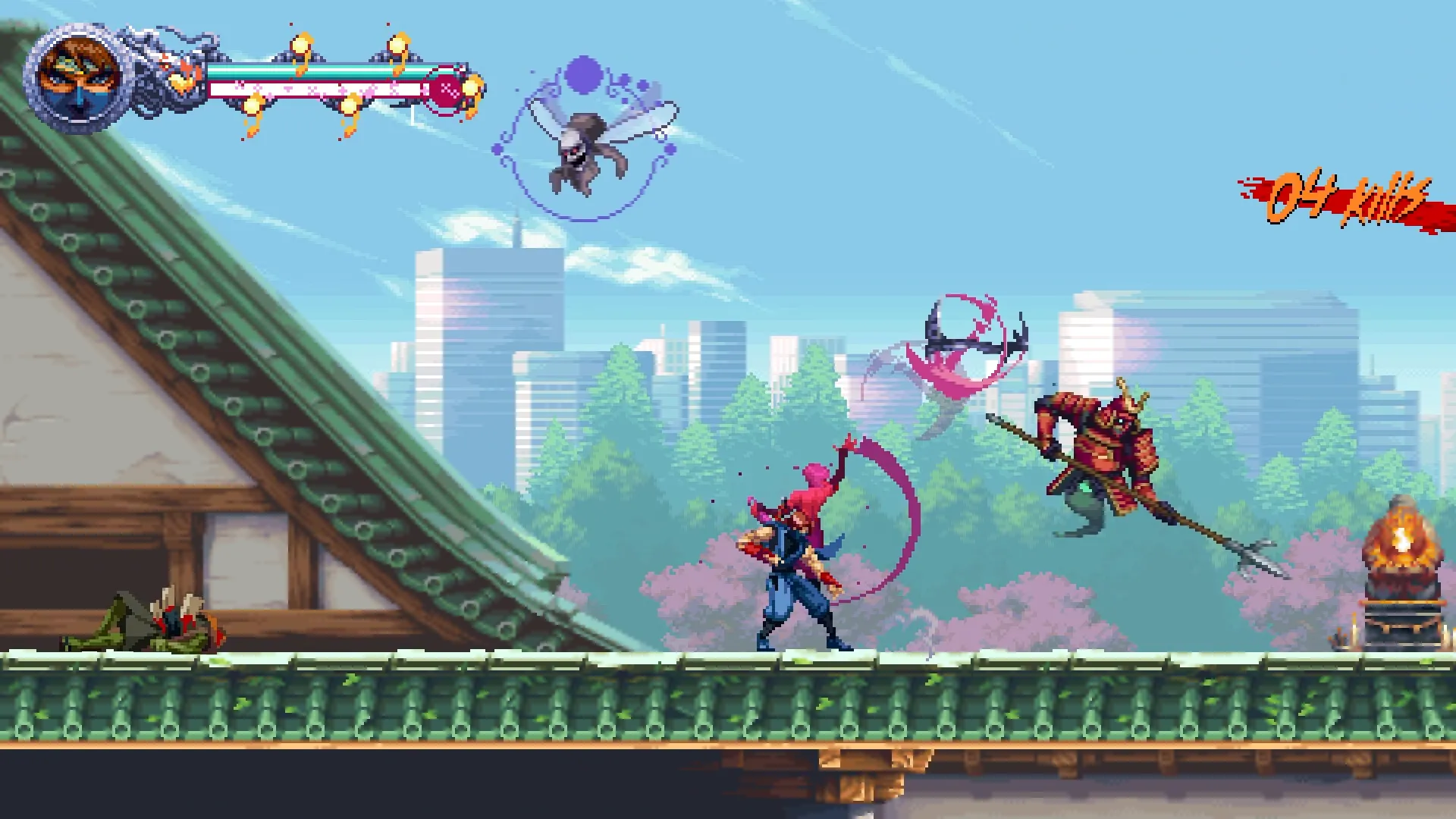 Kenji và Kumori phối hợp chiến đấu chống lại quỷ dữ trong Ninja Gaiden: Ragebound
