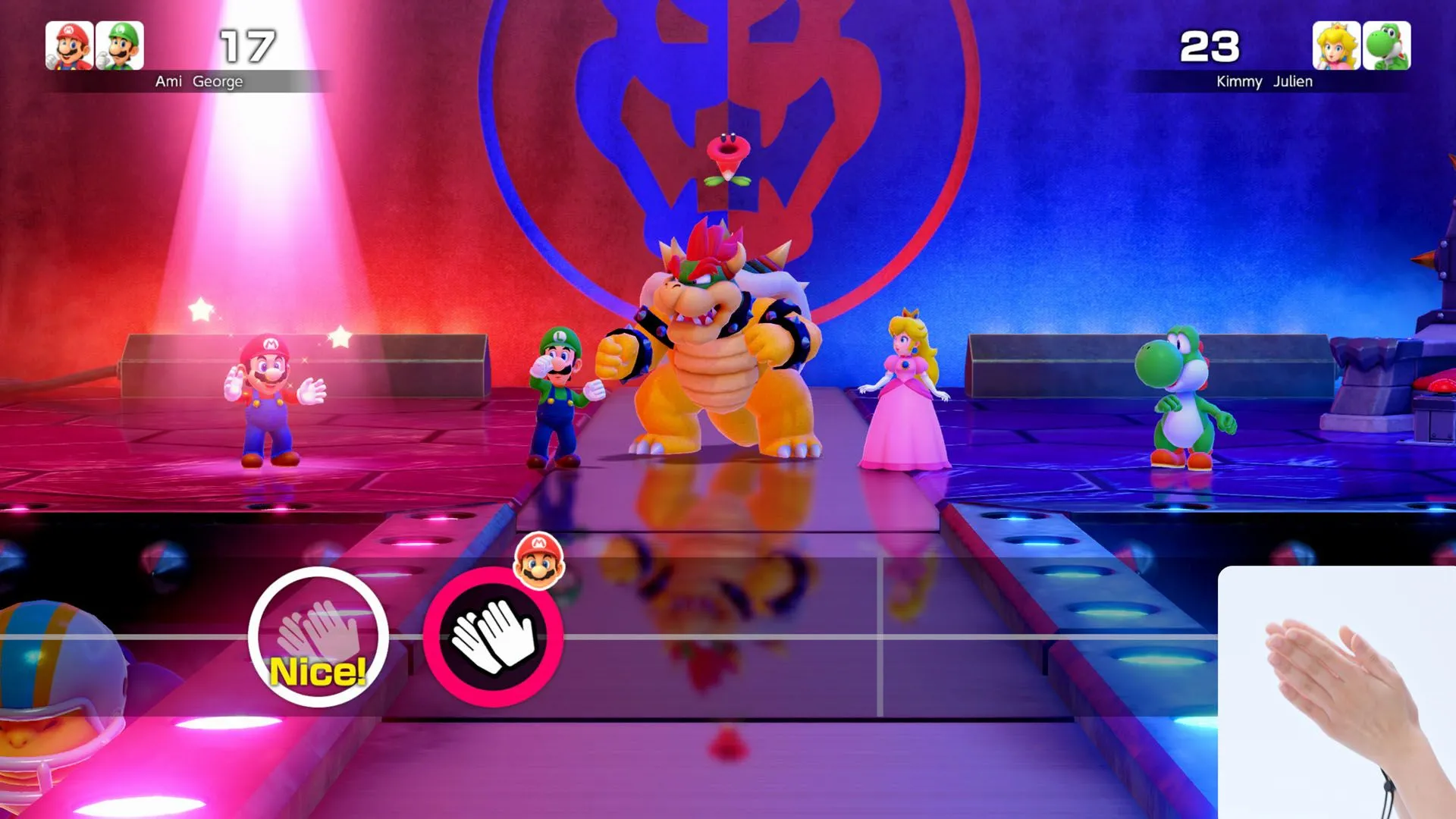 Khung cảnh trên bản đồ game Super Mario Party Jamboree, với các ô đặc biệt và nhân vật.
