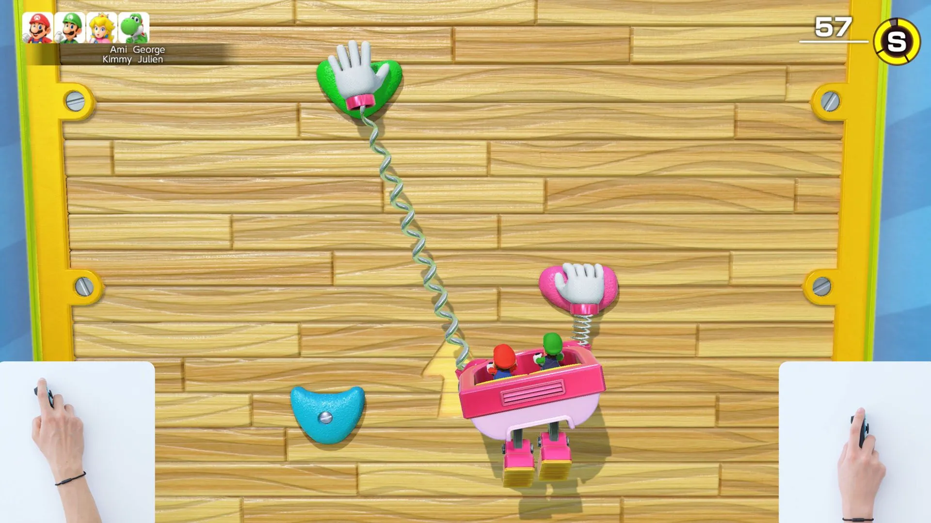 Minigame sử dụng tính năng Joy-Con 2 trong Super Mario Party Jamboree, thể hiện gameplay tương tác.