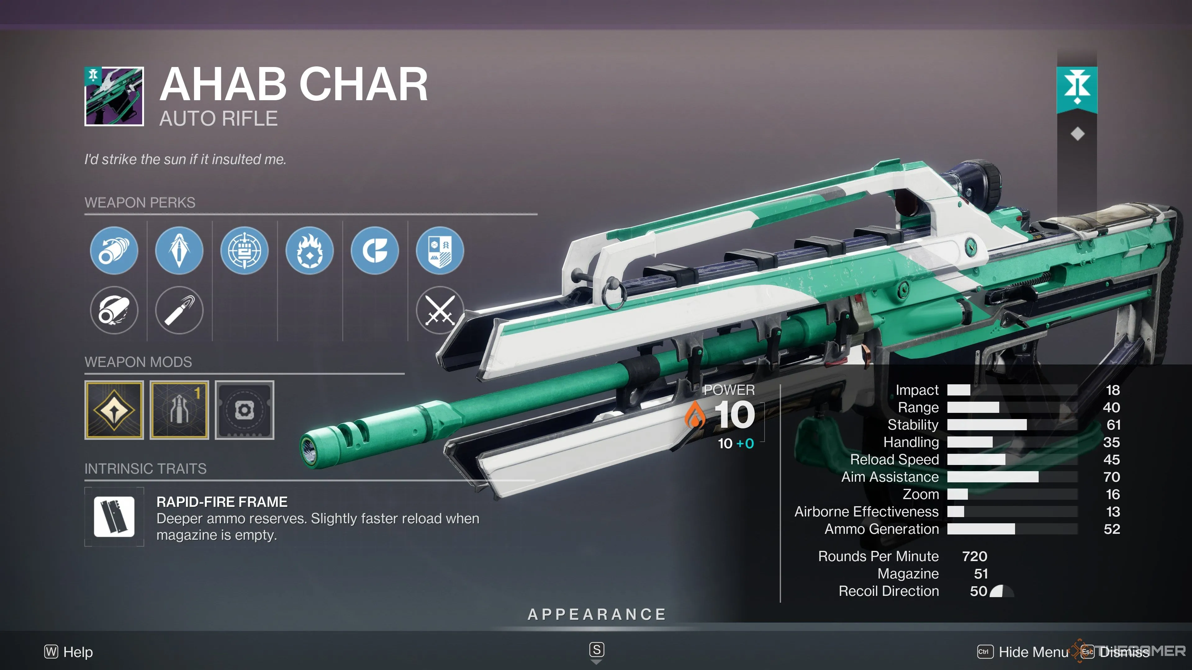 Nhân vật Ahab trong Destiny 2, minh họa việc nhận trang bị từ World Drops