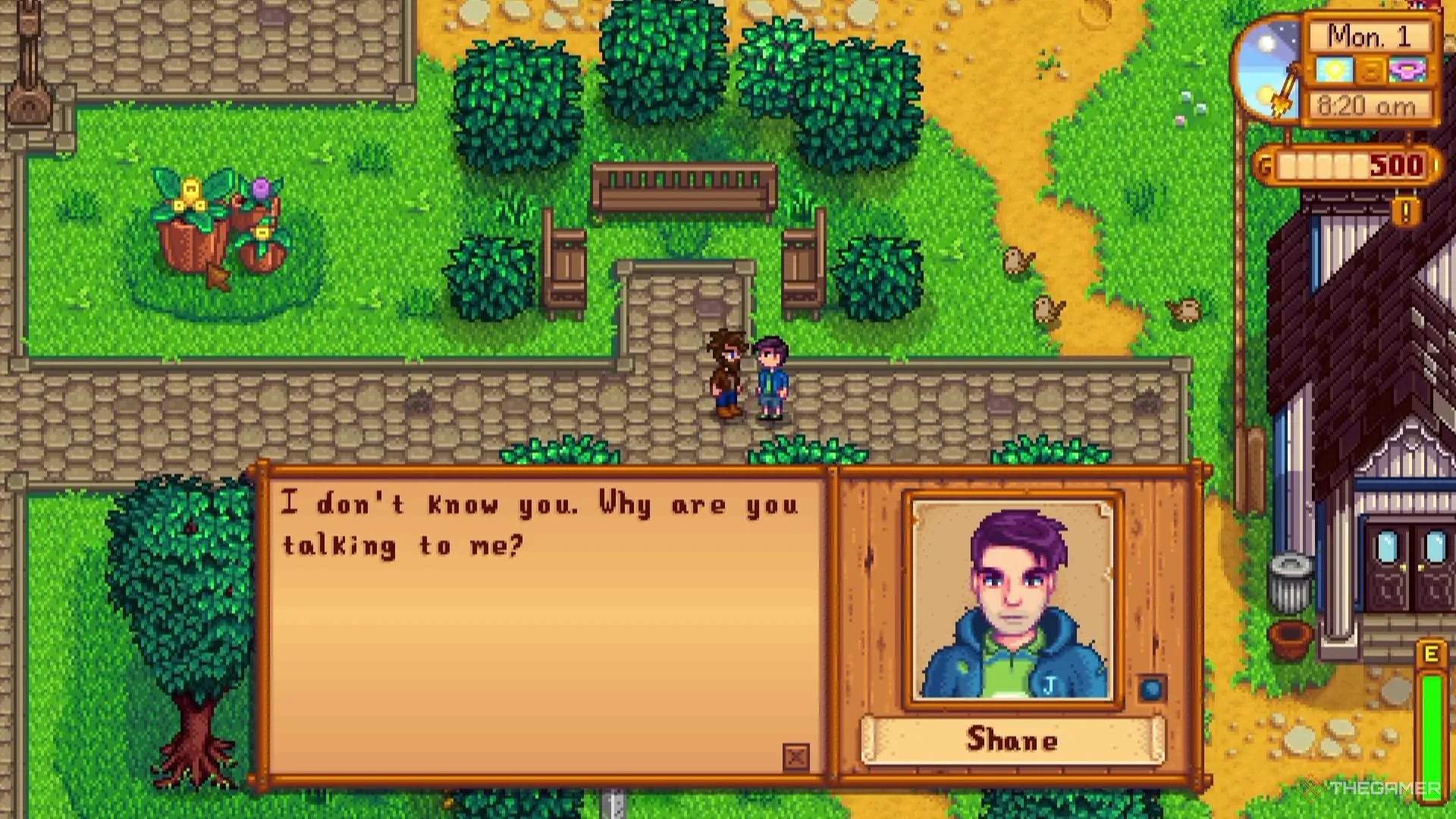 Shane trong Stardew Valley trầm tư bên thùng bia