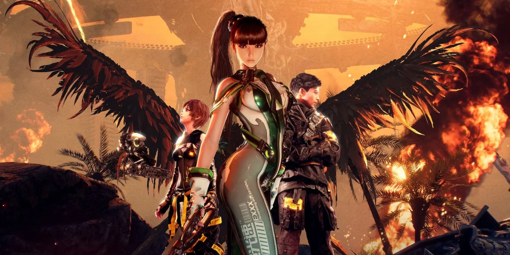 Tạo hình nữ nhân vật Eve trong game Stellar Blade cùng đồng đội của cô ấy