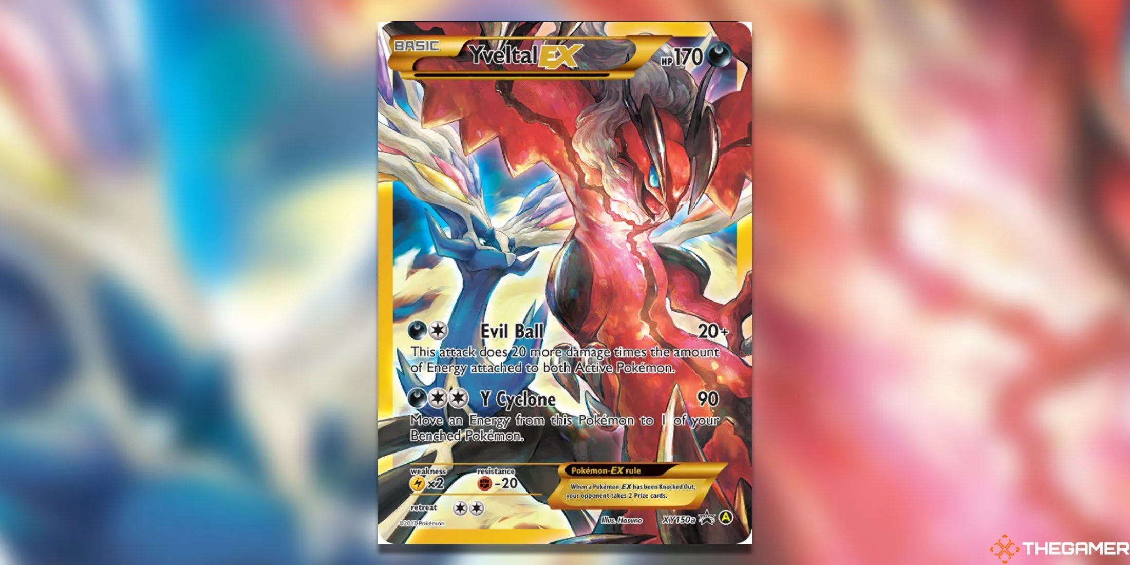 Thẻ Yveltal EX Alternate Art Promo trong Pokemon TCG, minh họa Yveltal cùng Xerneas tạo nên một tác phẩm nghệ thuật ấn tượng.