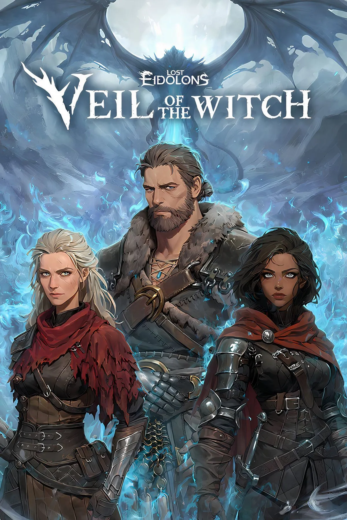 Ảnh cover và concept art của Lost Eidolons: Veil of the Witch thể hiện tông giả tưởng trung cổ