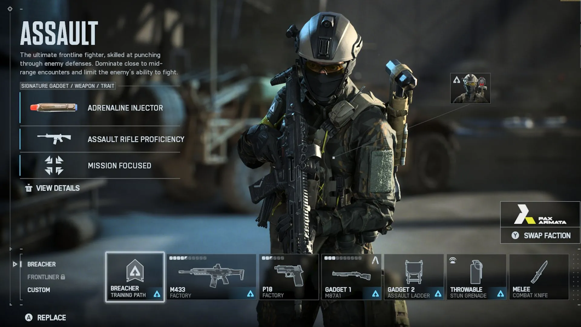 Assault với bộ vũ khí đa dụng và spawn beacon, lớp linh hoạt nhất cho hoạt động chiếm điểm