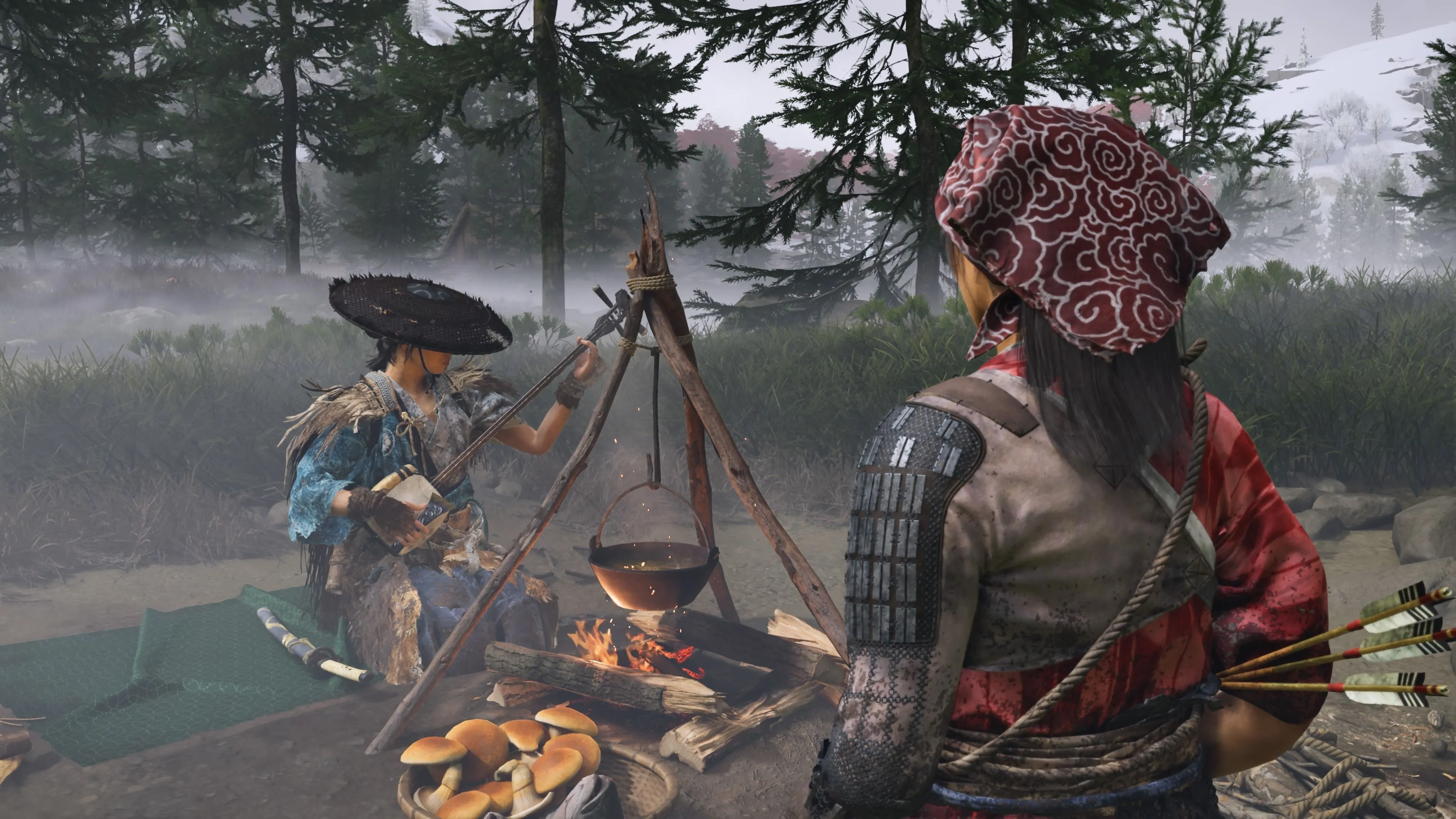 Atsu chơi shamisen giữa hành trình, yếu tố văn hóa và mechanic trong Ghost of Yotei