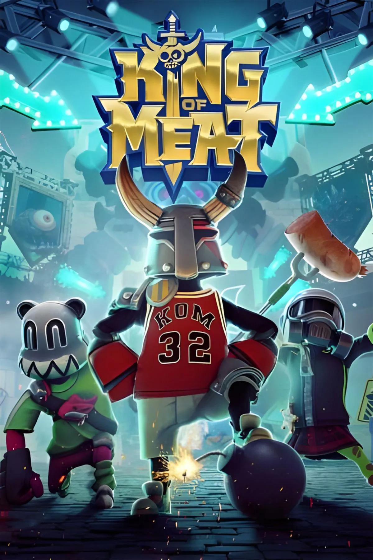 Bìa King of Meat: visuals soft‑play màu sắc, phong cách hài hước của tựa game sáng tạo và đối kháng