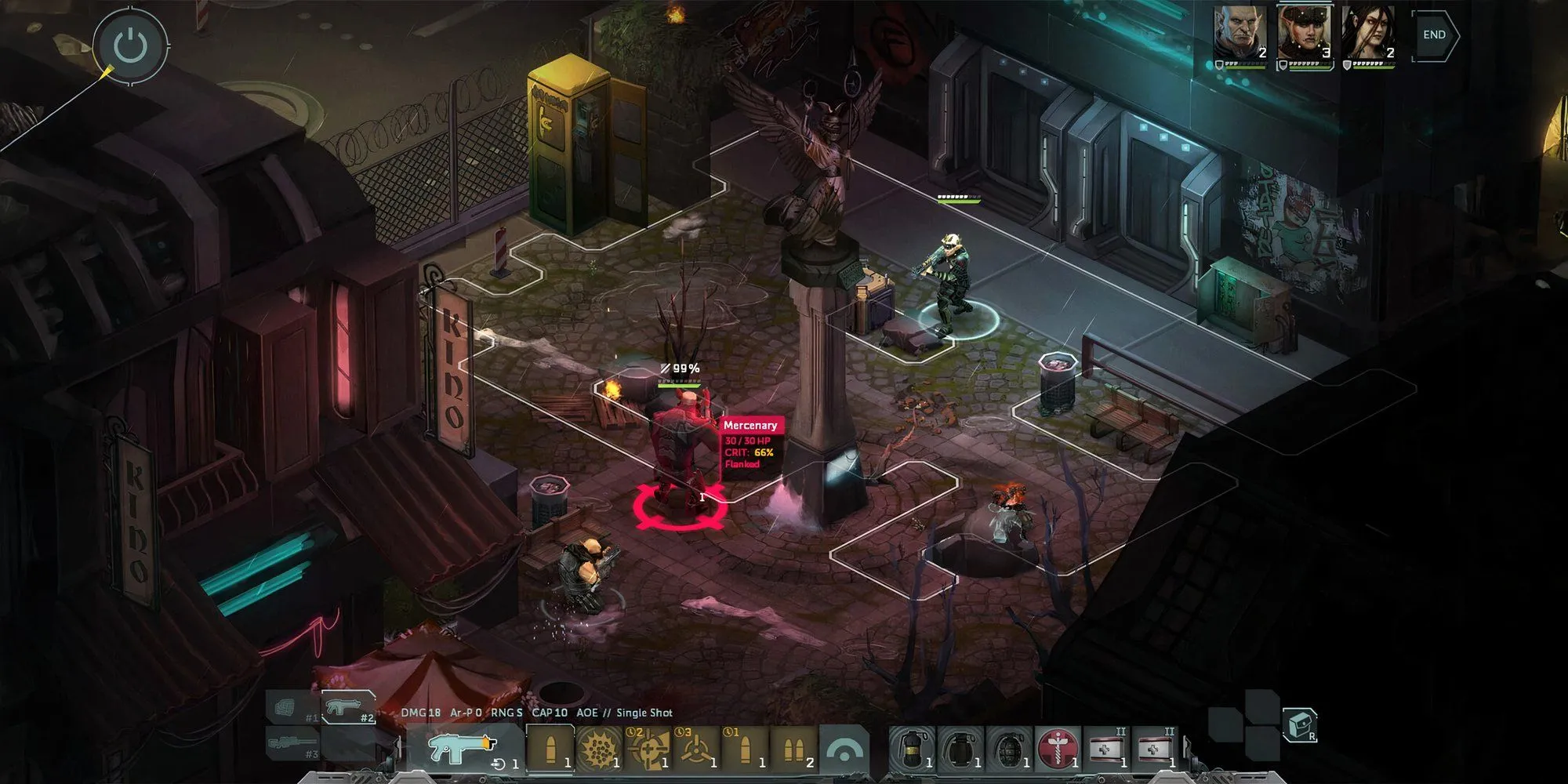 Cảnh chiến đấu Shadowrun: Dragonfall, không gian cyberpunk pha fantasy với rồng và party chiến thuật