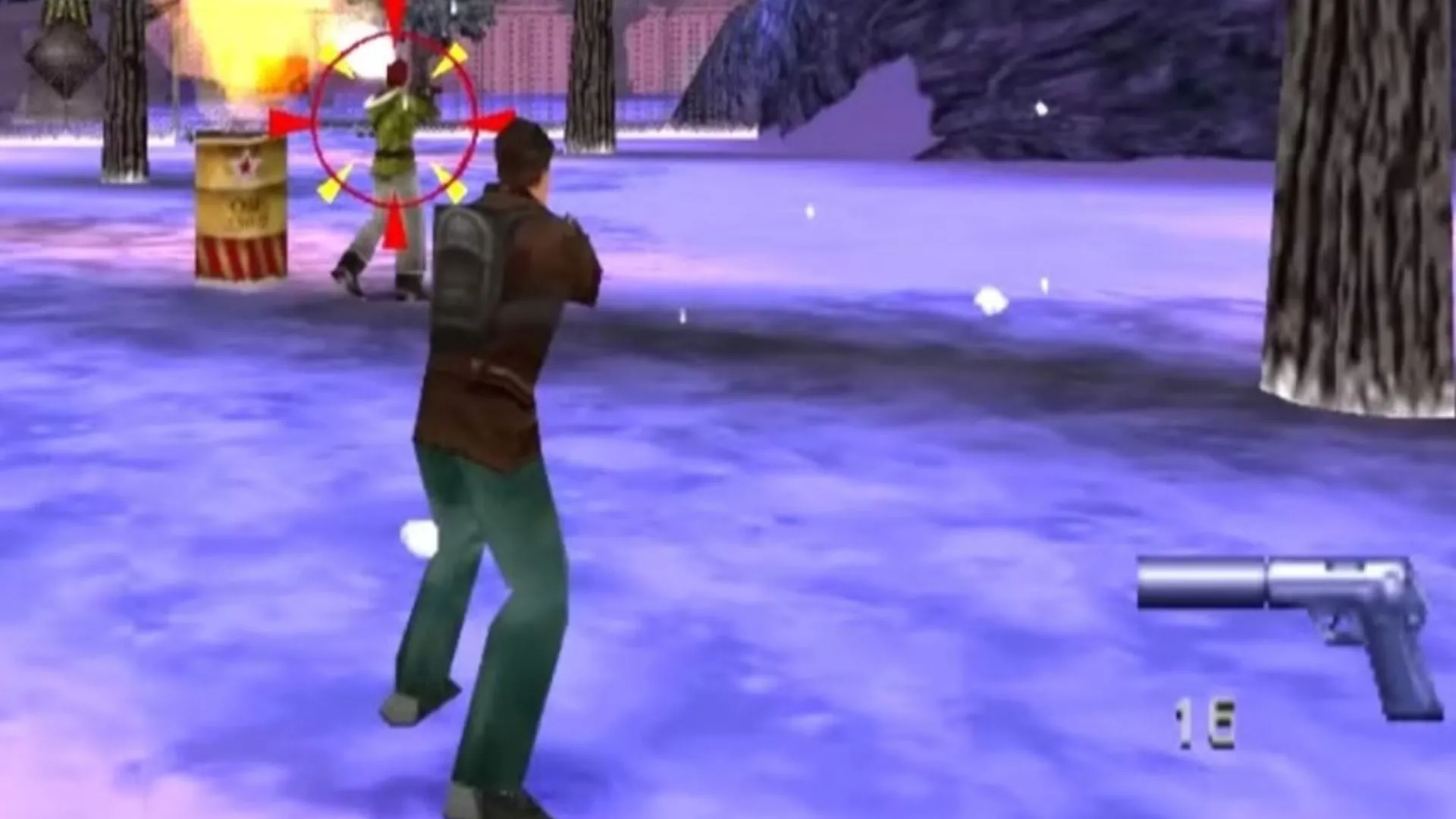 Cảnh hành động trong 007: Tomorrow Never Dies với đồ họa PS1