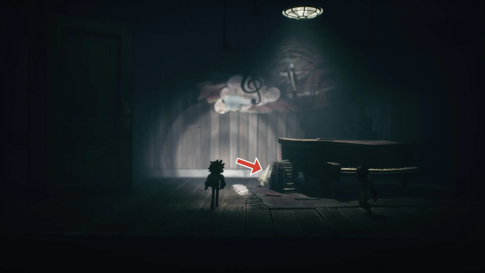 Chạy trên phím piano để mở cửa bí mật và lộ Nome trong Little Nightmares 3 Chương 3