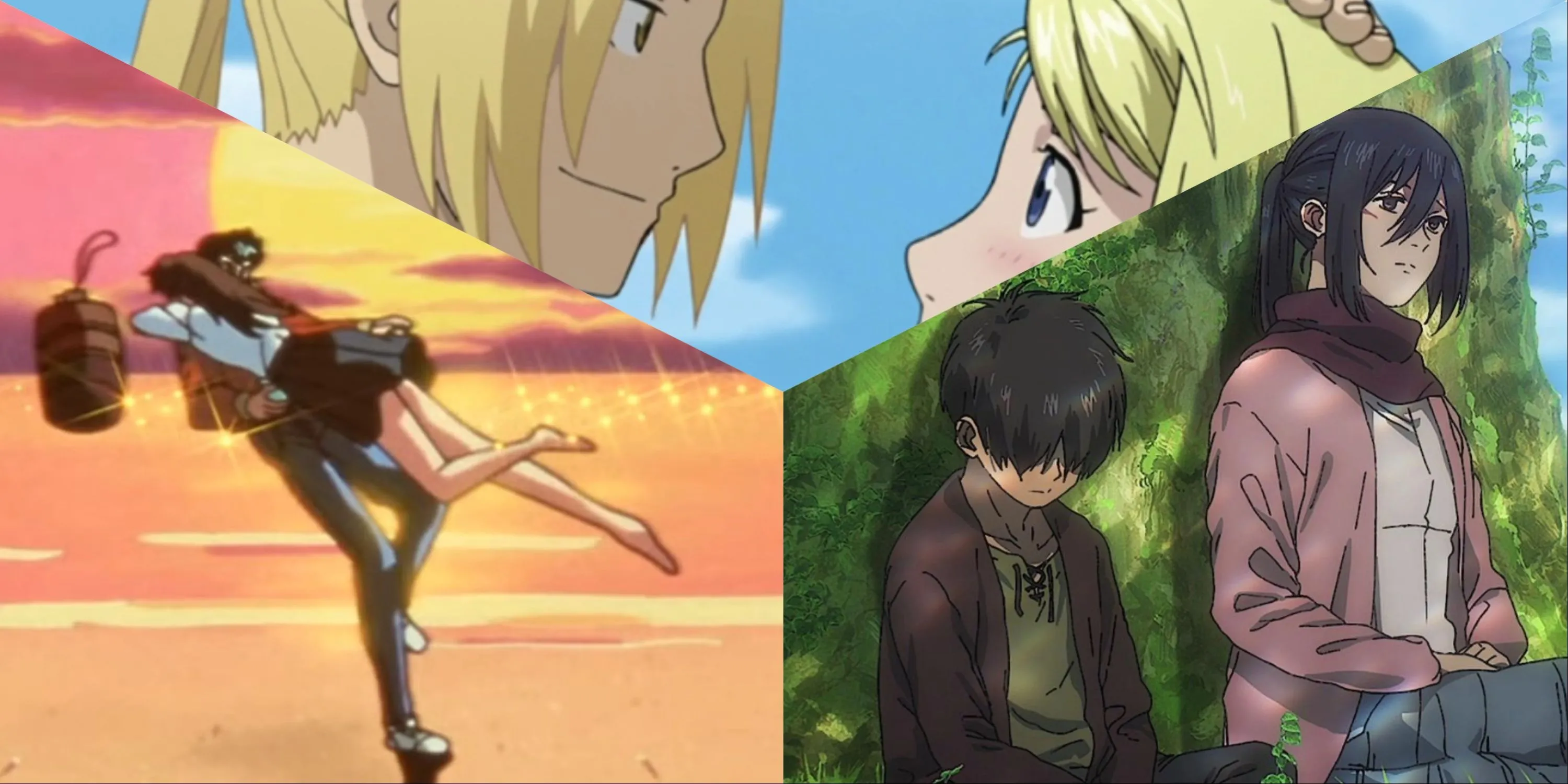 Collage các nhân vật và cảnh bi thảm trong Fullmetal Alchemist