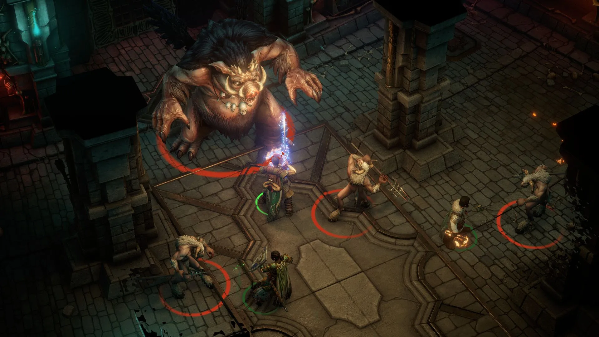 Giao diện chiến trường và nhân vật trong Pathfinder: Wrath of the Righteous, tông u tối và chiến thuật sâu