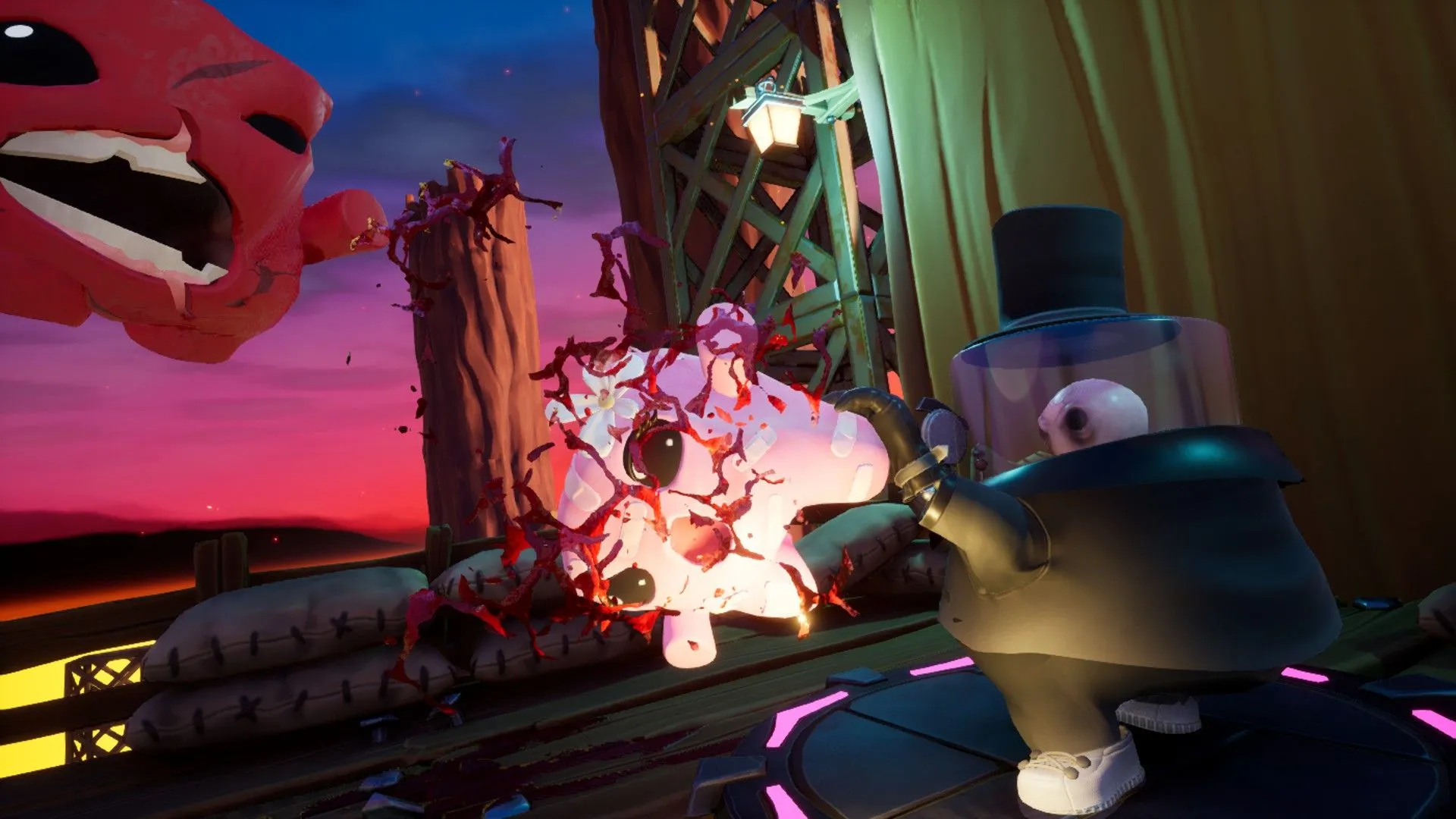 Giao diện menu và phong cách âm nhạc sục sôi của Super Meat Boy 3D