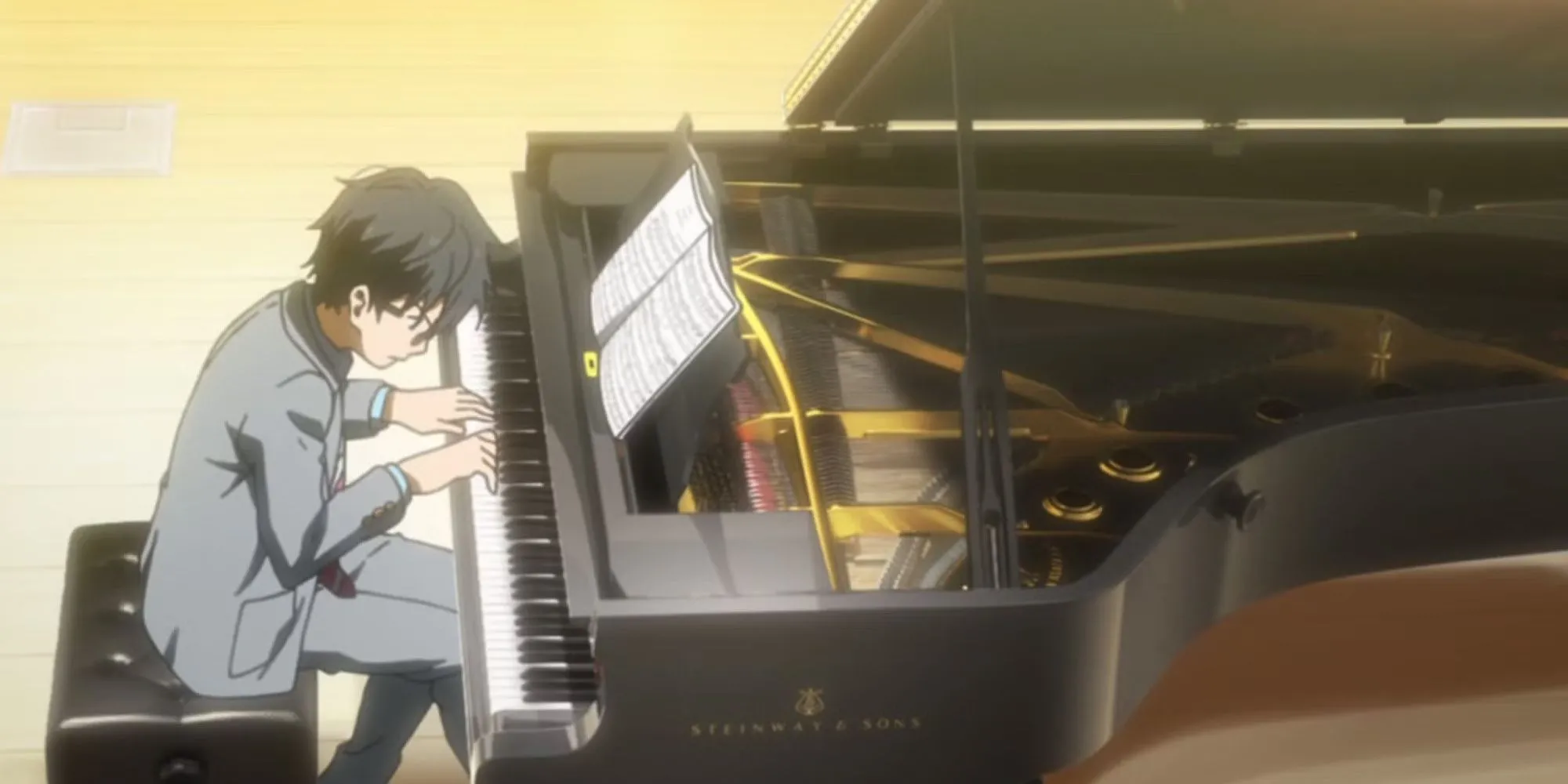 Kousei chơi piano đối diện nỗi sợ trong Your Lie in April