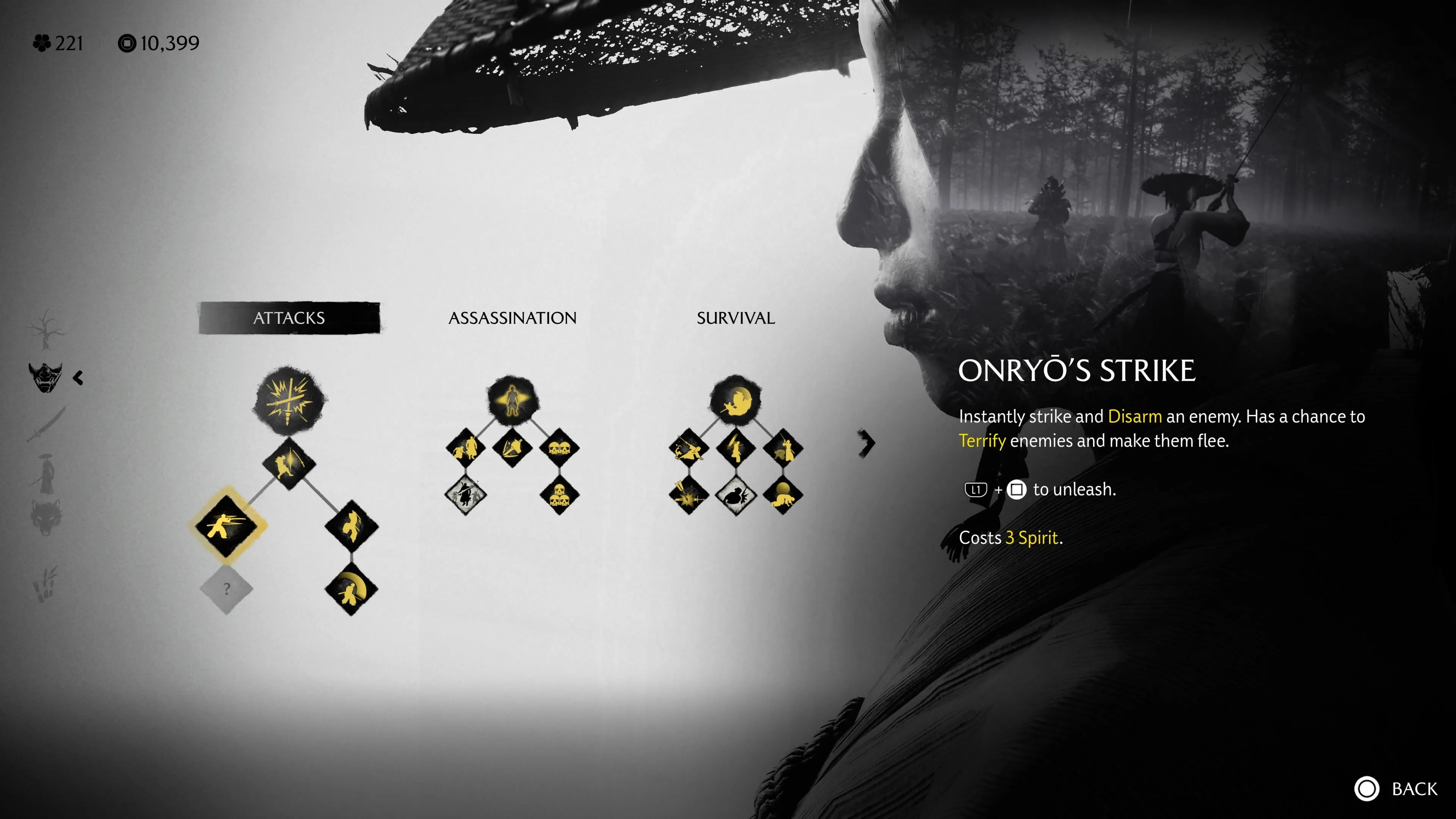 Onryo's Strike: đòn tấn công giải vây, tước vũ khí và làm sợ kẻ địch