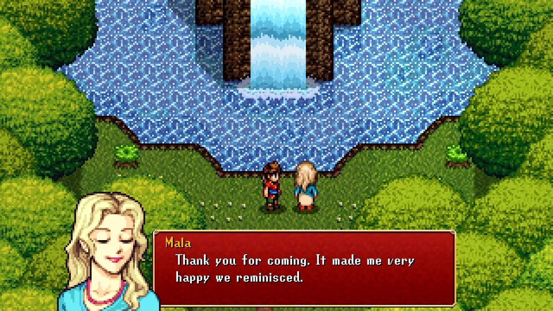 Rio và Mala trò chuyện, sprite chi tiết và biểu cảm nhân vật