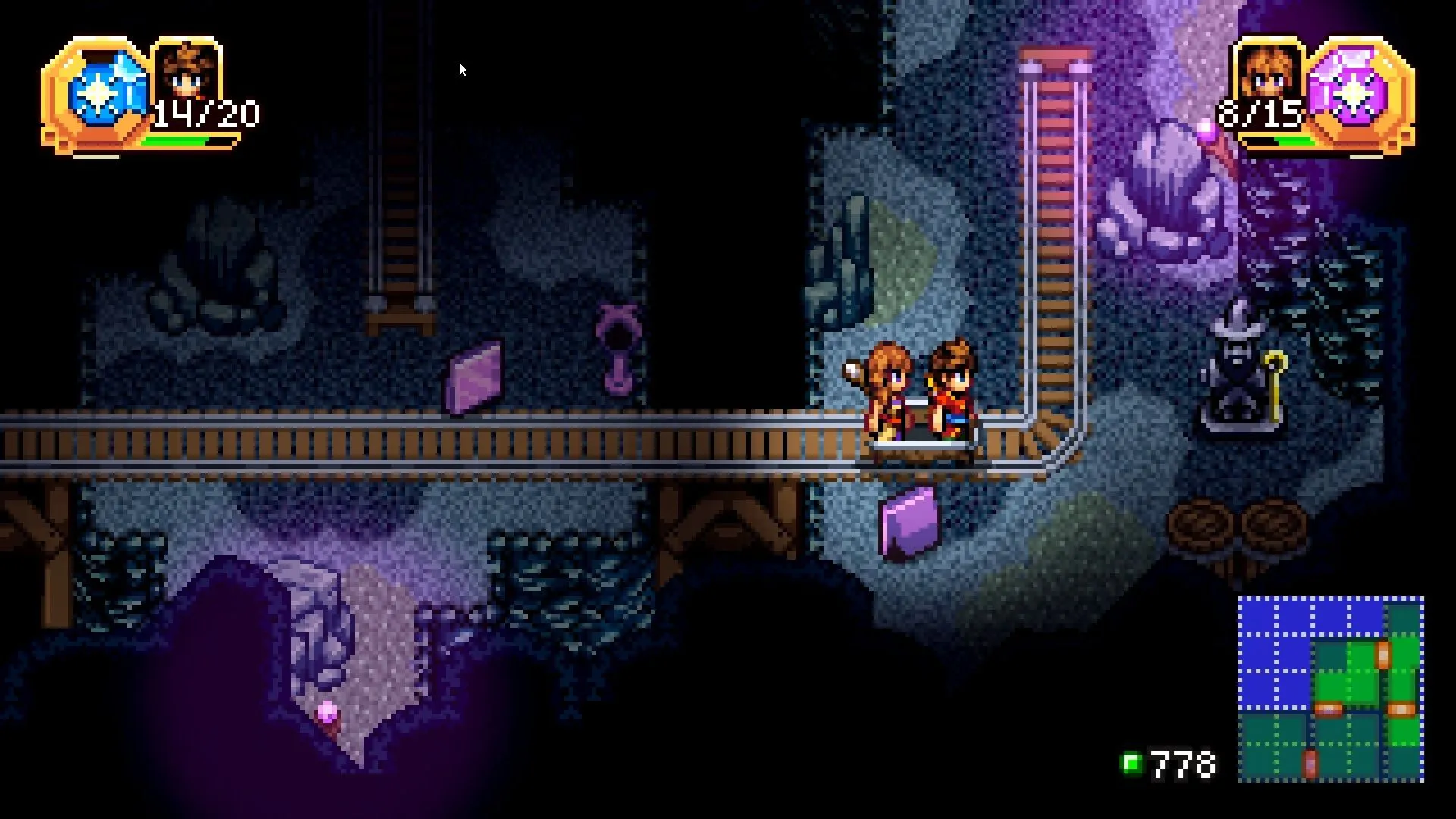 Rio và Reima trong hầm mỏ, cơ chế hành trình và tương tác môi trường