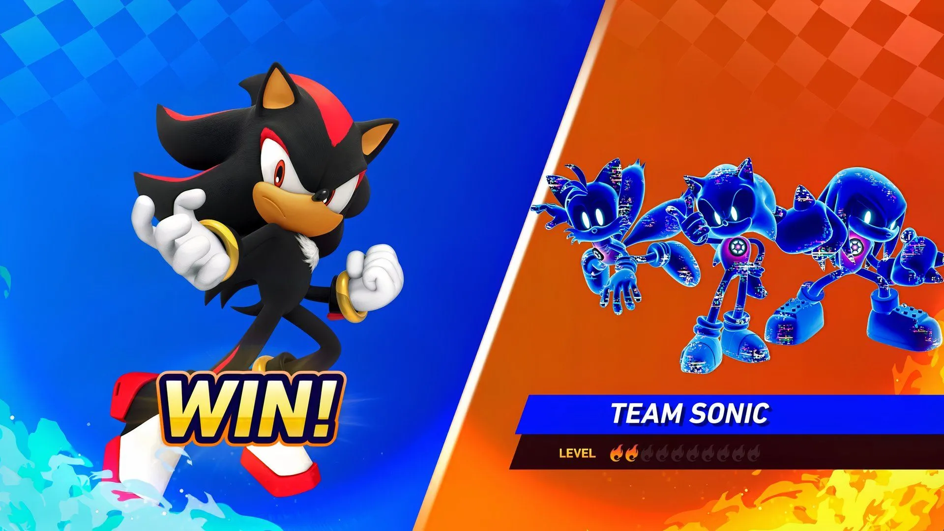 Shadow ăn mừng chiến thắng trước Team Sonic trong Race Park, minh họa AI khó chịu ở cấp cao