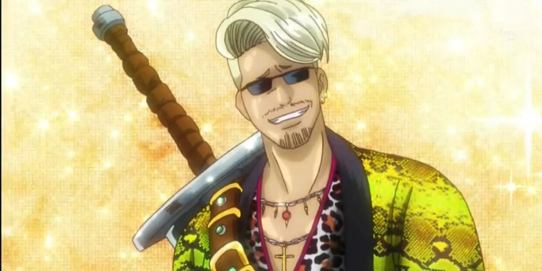 Taizou Hasegawa với biểu cảm mệt mỏi, tượng trưng cho hình ảnh MADAO trong Gintama
