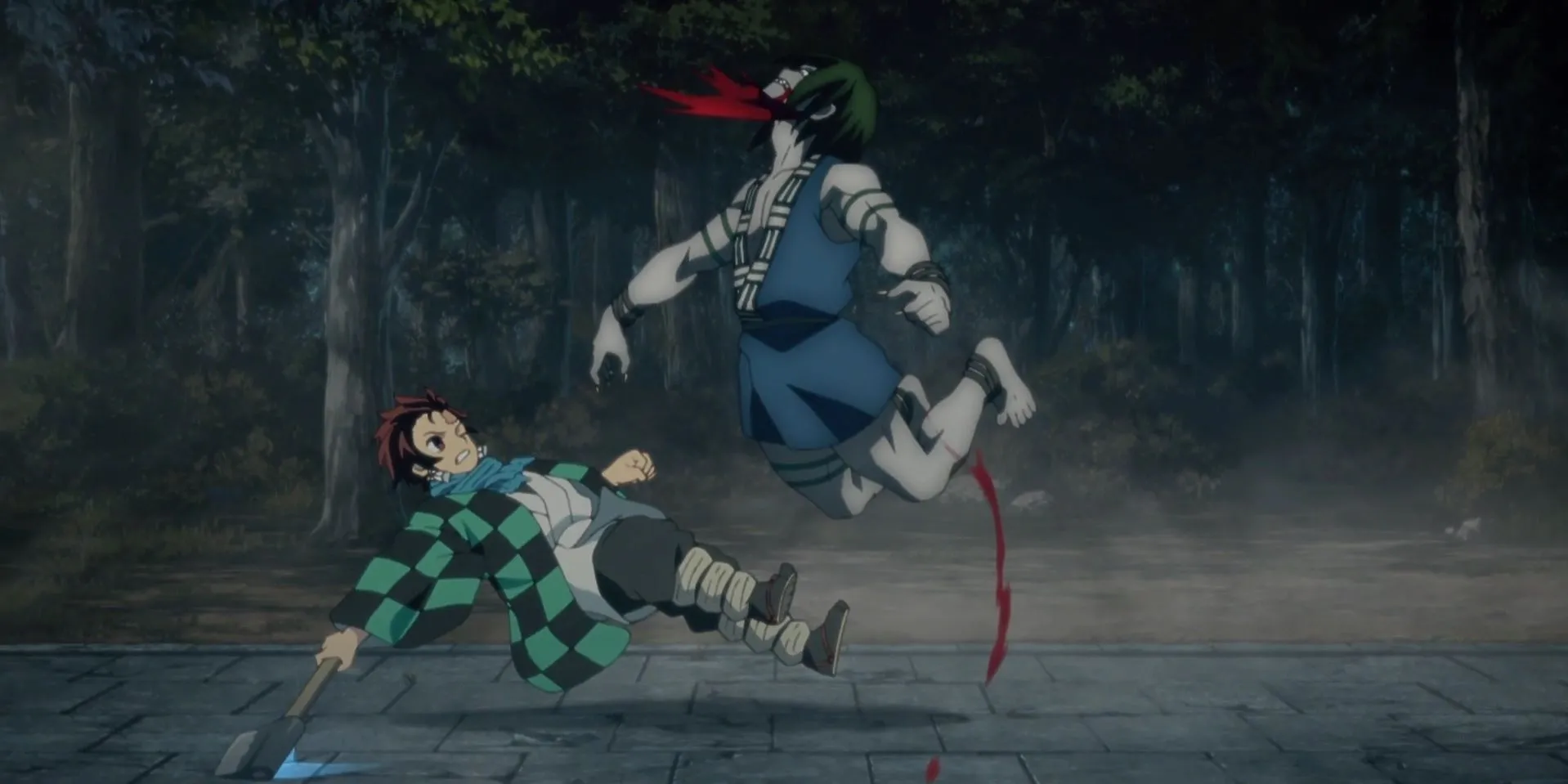 Tanjiro chần chừ trước quỷ tấn công đền, cảnh nhân bản trong Demon Slayer